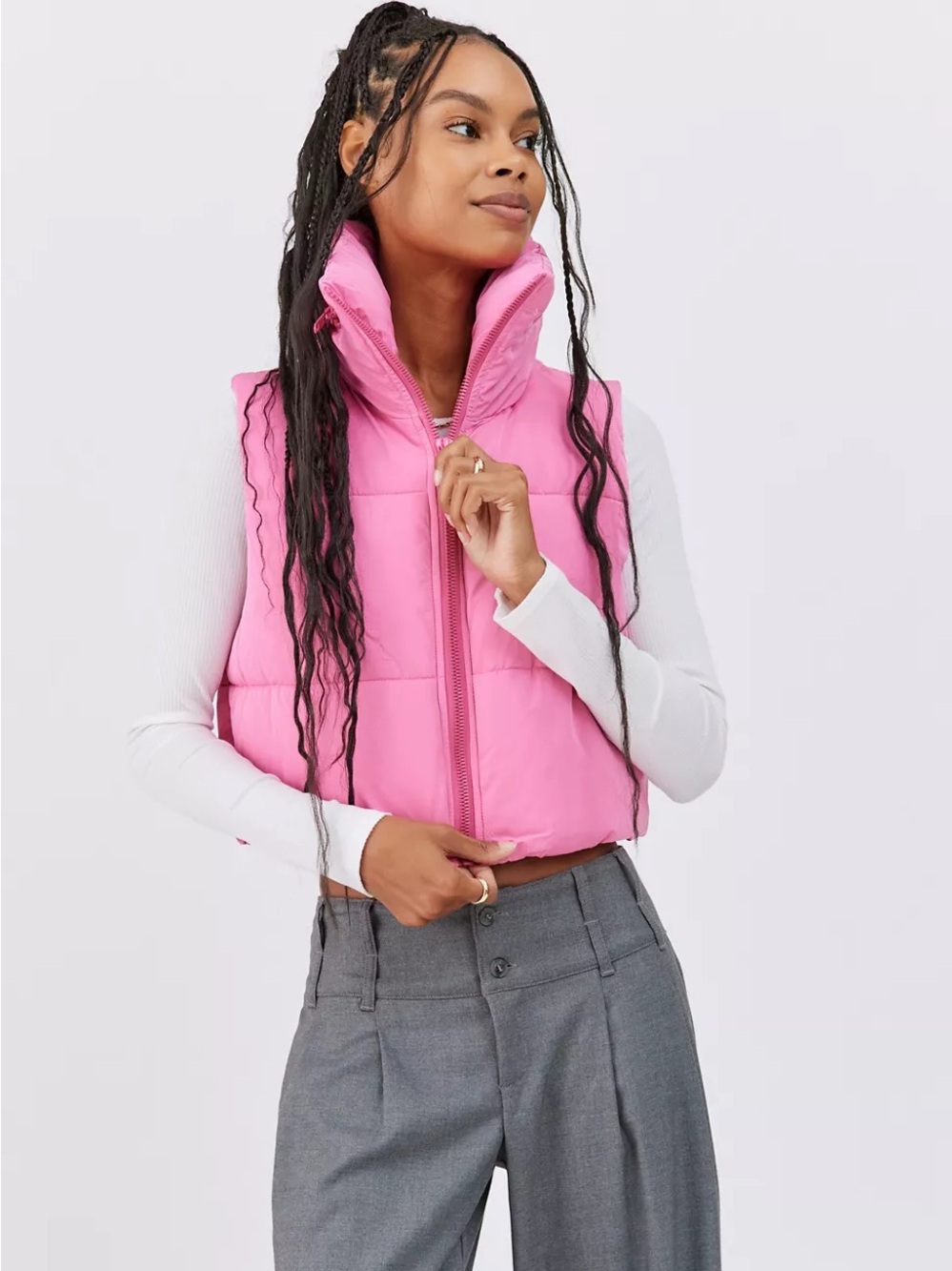APPARIS Shaun Hooded Puffer Vest Pink Medium